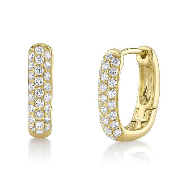 14K Yellow Gold Diamond Pave Huggie Earrings Moore Jewelers Laredo, TX