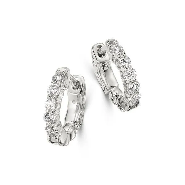 14K White Gold Diamond Huggie Earrings Moore Jewelers Laredo, TX