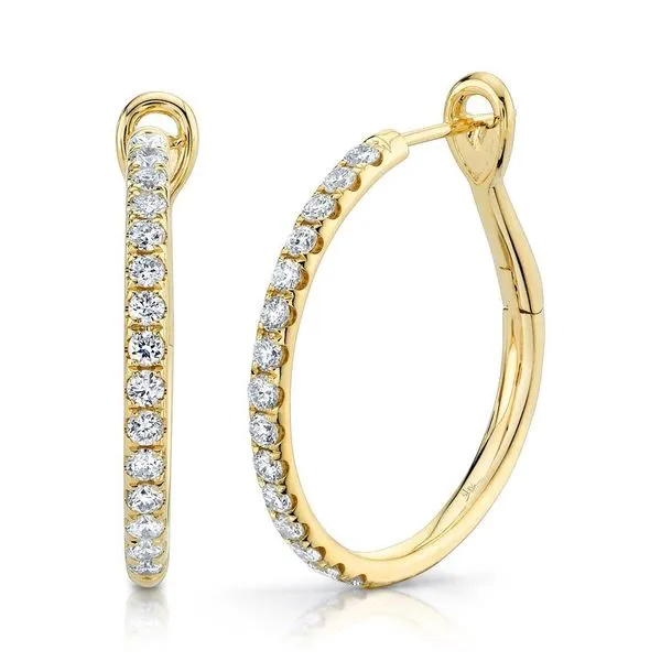 14K Yellow Gold Diamond Hoop Earrings Moore Jewelers Laredo, TX
