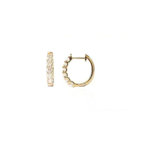 14K Yellow Gold Diamond Huggie Hoop Earrings Image 2 Moore Jewelers Laredo, TX