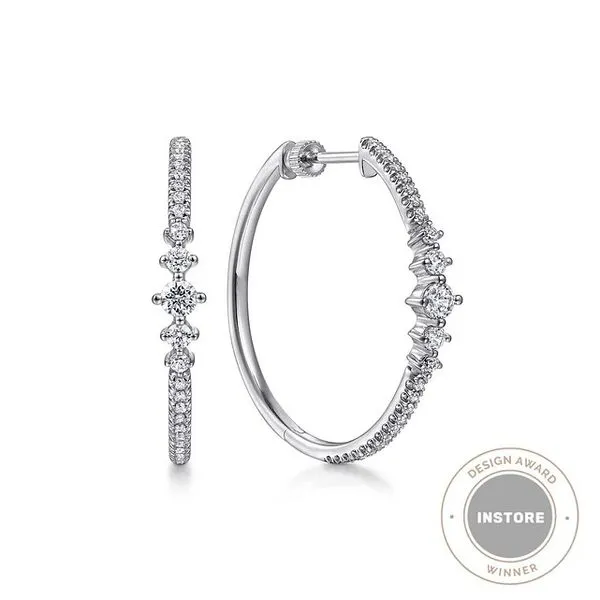 14K White Gold Diamond Hoop Earrings Moore Jewelers Laredo, TX