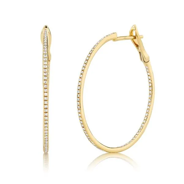 14K Yellow Gold Diamond Hoop Earrings Moore Jewelers Laredo, TX