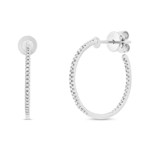 Lady's White 14 Karat Medium Hoop Earrings Moore Jewelers Laredo, TX