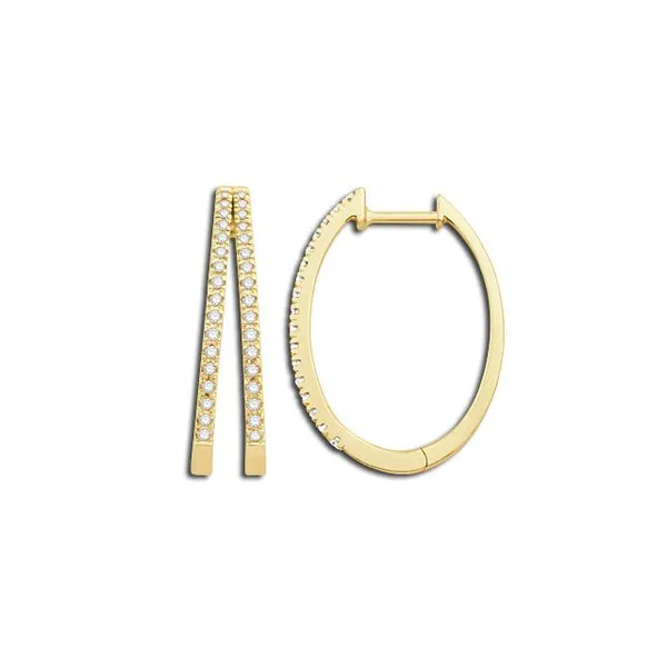 10K Yellow Gold Small Diamond Hoop Earrings Moore Jewelers Laredo, TX