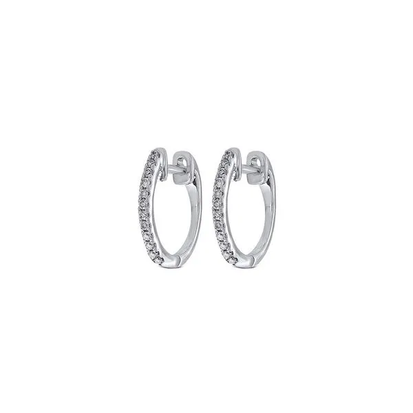 10K White Gold Diamond Hoop Earrings Moore Jewelers Laredo, TX