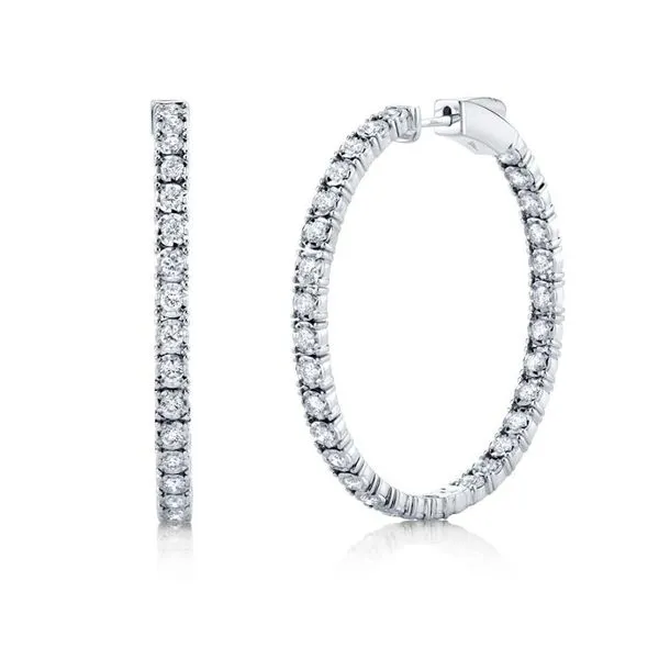 14K White Gold Miracle Set Diamond Hoop Earrings Moore Jewelers Laredo, TX