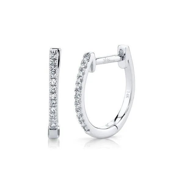 14K White Gold Huggie Diamond Earrings Moore Jewelers Laredo, TX