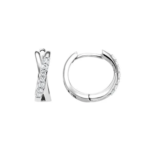 10K White Gold Diamond Hoop Earrings Moore Jewelers Laredo, TX