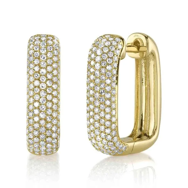 14K Yellow Gold Small Diamond Hoop Earrings Moore Jewelers Laredo, TX