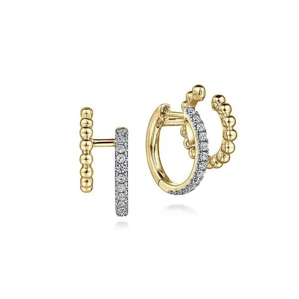 14K Yellow Gold Double Huggie Earrings Moore Jewelers Laredo, TX