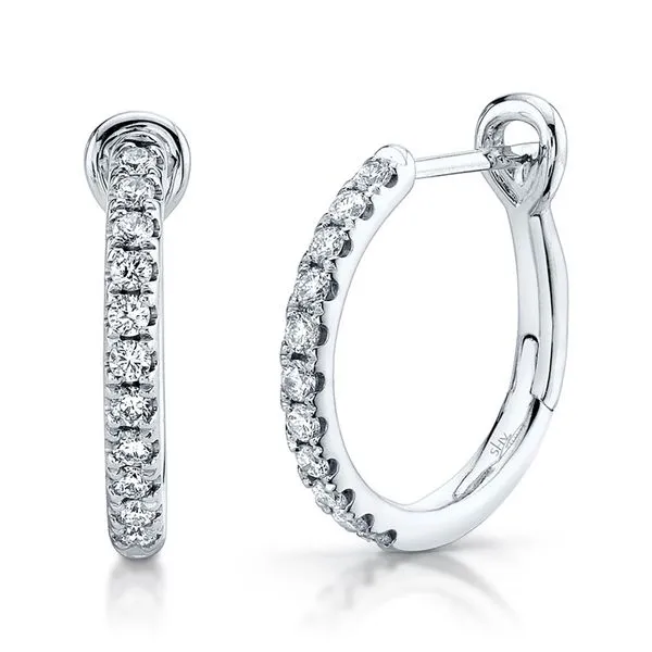 14K White Gold Diamond Hoop Earrings Moore Jewelers Laredo, TX