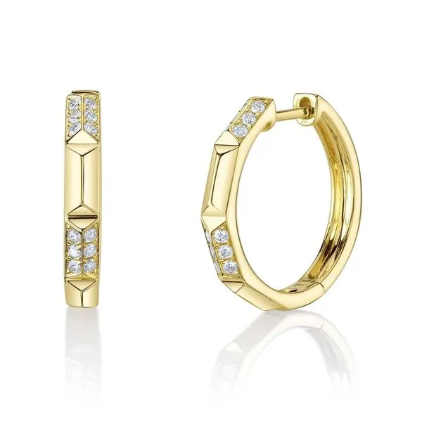 14K Yellow Gold Diamond Geo Cut Hoop Earrings Moore Jewelers Laredo, TX