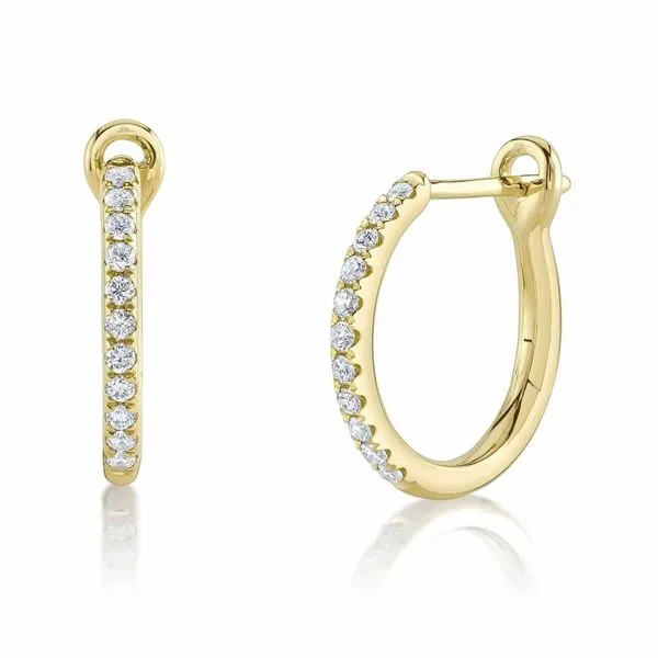 14K Yellow Gold Small Diamond Hoop Earrings Moore Jewelers Laredo, TX