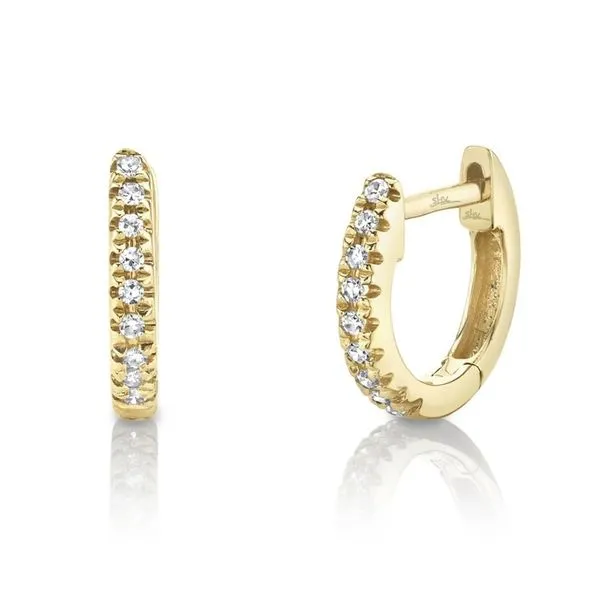 14K Yellow Gold Diamond Huggie Earrings Moore Jewelers Laredo, TX