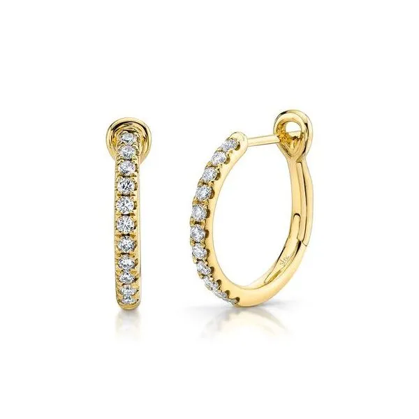 14K Yellow Gold Diamond Hoop Earrings Moore Jewelers Laredo, TX