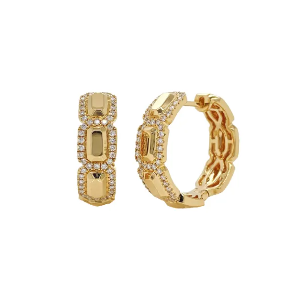 14K Yellow Gold Diamond Geo Cut Hoop Earrings Moore Jewelers Laredo, TX