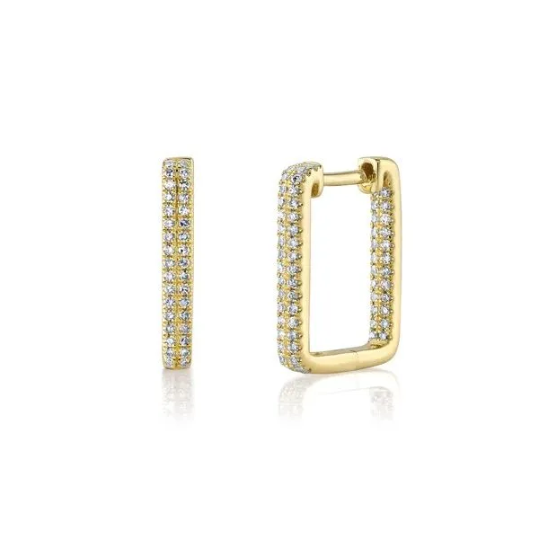 14K Yellow Gold Diamond Rectangle Hoops Moore Jewelers Laredo, TX