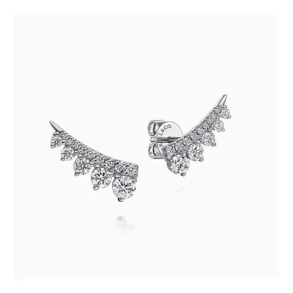 14K White Gold Diamond Ear Climber Earrings Moore Jewelers Laredo, TX