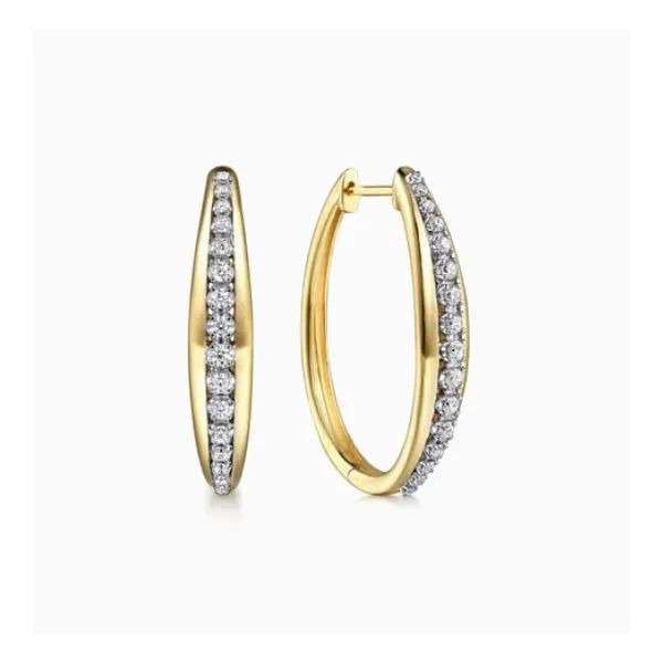 Two Tone 14K Yellow & White Gold Diamond Hoop Earrings Moore Jewelers Laredo, TX