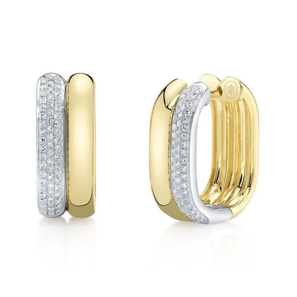 Two Tone 14K Yellow & White Gold Diamond Hoop Earrings Moore Jewelers Laredo, TX