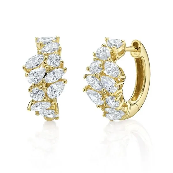 14K Yellow Gold Multi-Shape Diamond Hoop Earrings Moore Jewelers Laredo, TX
