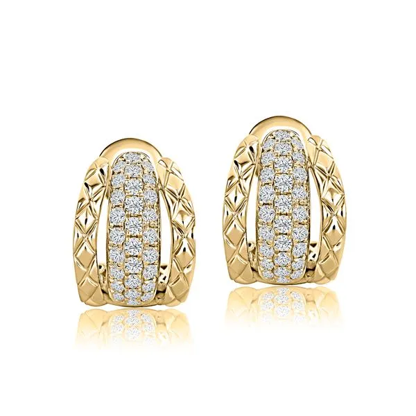 14K Yellow Gold Diamond Huggie Earrings Image 2 Moore Jewelers Laredo, TX