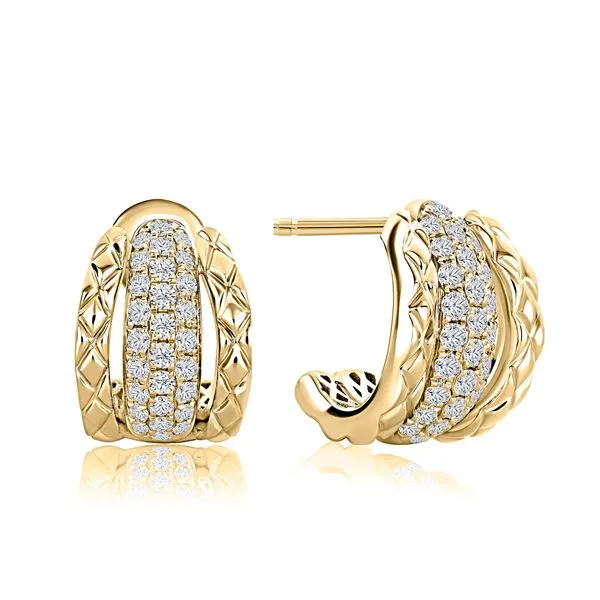14K Yellow Gold Diamond Huggie Earrings Moore Jewelers Laredo, TX