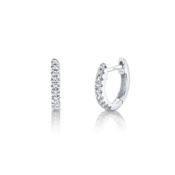 14K White Gold Diamond Huggie Earrings Moore Jewelers Laredo, TX