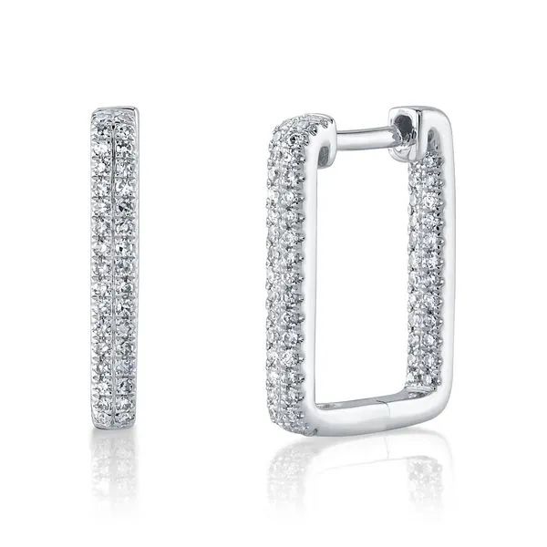 14K White Gold Diamond Hoop Earrings Moore Jewelers Laredo, TX