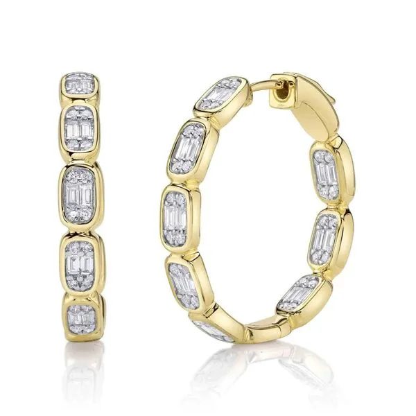14K Yellow Gold Diamond Hoop Earrings Moore Jewelers Laredo, TX