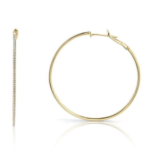 14K Yellow Gold Large Diamond Hoop Earrings Image 2 Moore Jewelers Laredo, TX