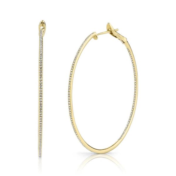 14K Yellow Gold Large Diamond Hoop Earrings Moore Jewelers Laredo, TX
