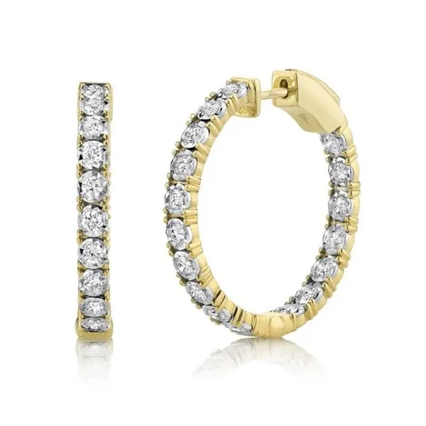 14K Yellow Gold Miracle Set Diamond Hoop Earrings Moore Jewelers Laredo, TX
