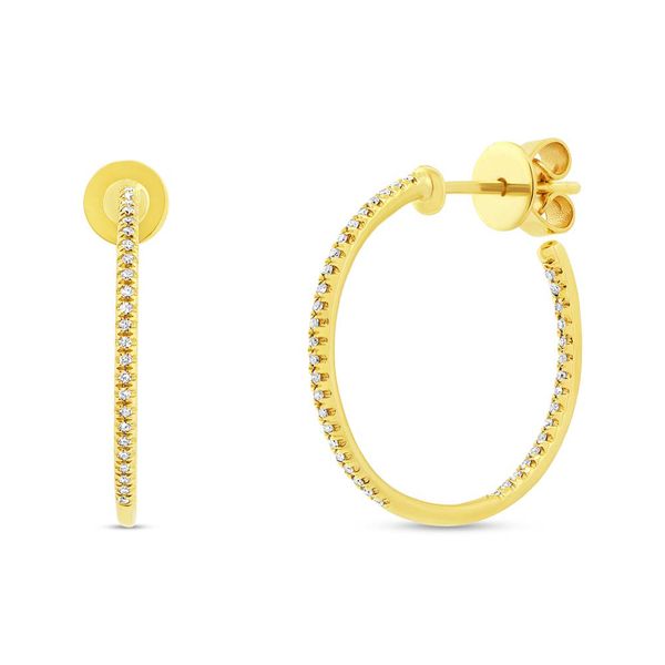 14K Yellow Gold Diamond Hoop Earrings Moore Jewelers Laredo, TX