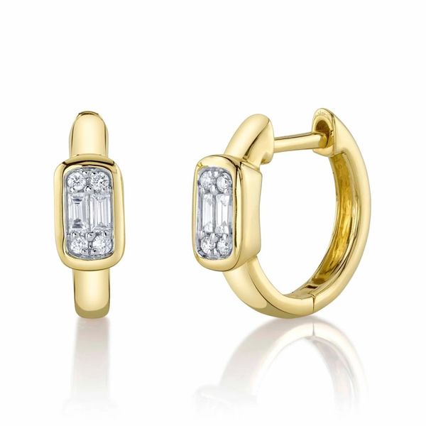 14K Gold Diamond Huggie Hoop Earrings Moore Jewelers Laredo, TX