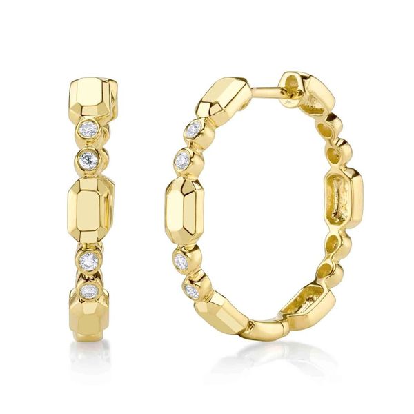 14K Gold Diamond Geo Hoop Earrings Moore Jewelers Laredo, TX