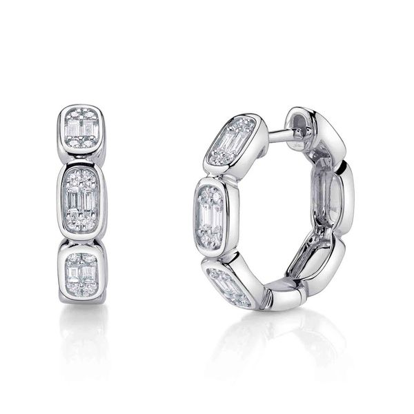 14K White Gold Diamond Hoop Earrings Moore Jewelers Laredo, TX