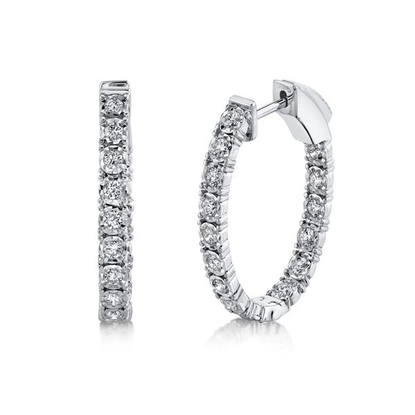 14K White Gold Diamond Hoop Earrings Moore Jewelers Laredo, TX