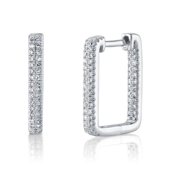 14K White Gold Diamond Hoop Earrings Moore Jewelers Laredo, TX