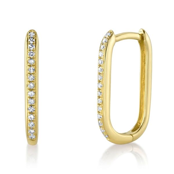 14K Yellow Gold Diamond Hoop Earrings Moore Jewelers Laredo, TX