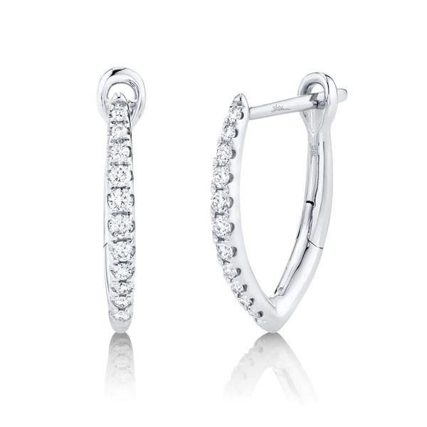 14K White Gold Diamond Huggie Earrings Moore Jewelers Laredo, TX