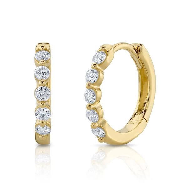 14K Yellow Gold Diamond Huggie Earrings Moore Jewelers Laredo, TX