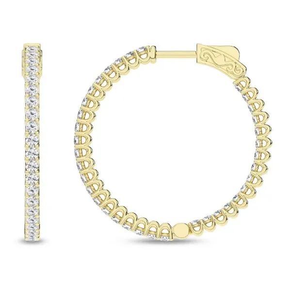 14K Yellow Gold Labgrown Diamond Hoops Image 2 Moore Jewelers Laredo, TX