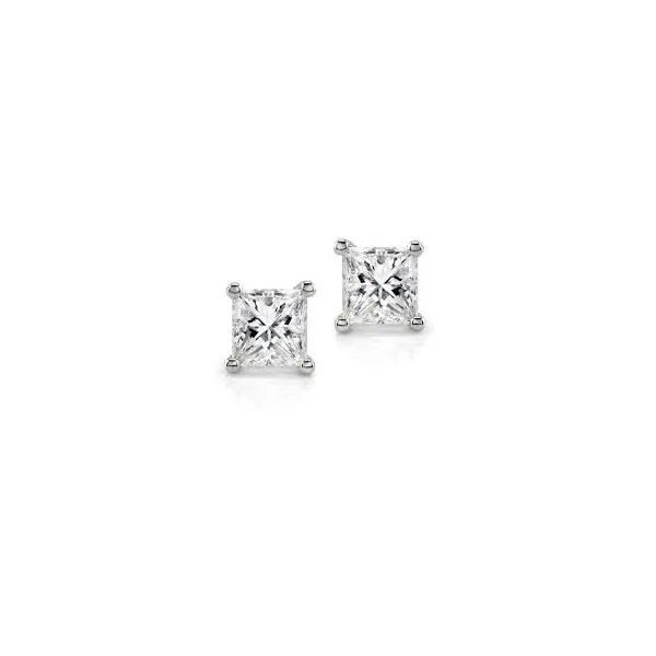 14K White Gold Princess Cut Diamond Stud Earrings Moore Jewelers Laredo, TX