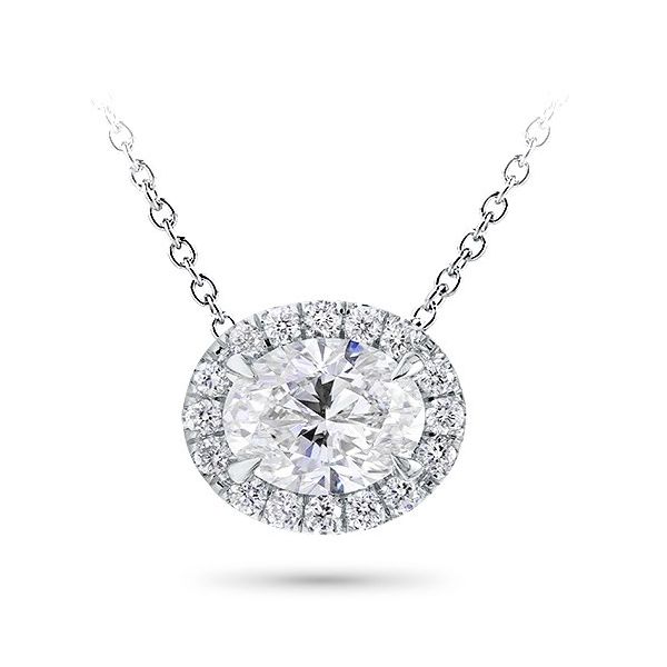 Lady's Oval Halo Design with .50ctw Diamond Pendant with Chain Moore Jewelers Laredo, TX