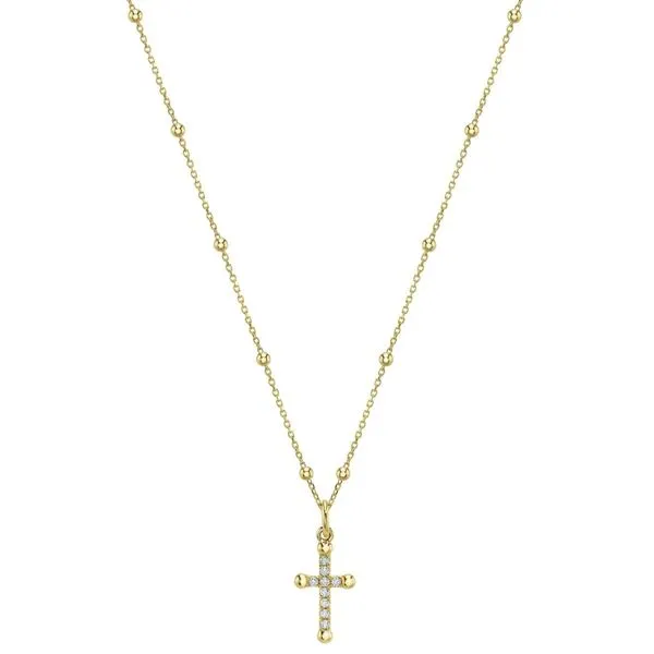 14K Yellow Gold Diamond Small Cross Pendant Moore Jewelers Laredo, TX