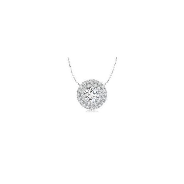 18K White Gold Halo Diamond Necklace Moore Jewelers Laredo, TX