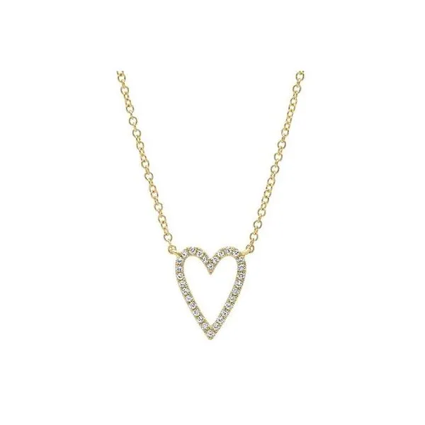 14K Yellow Open Heart Pave Necklace Moore Jewelers Laredo, TX