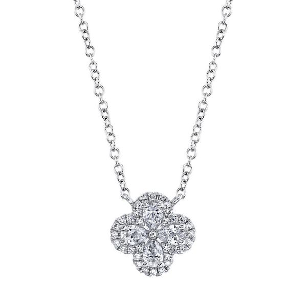14K White Gold Diamond Clover Necklace Moore Jewelers Laredo, TX