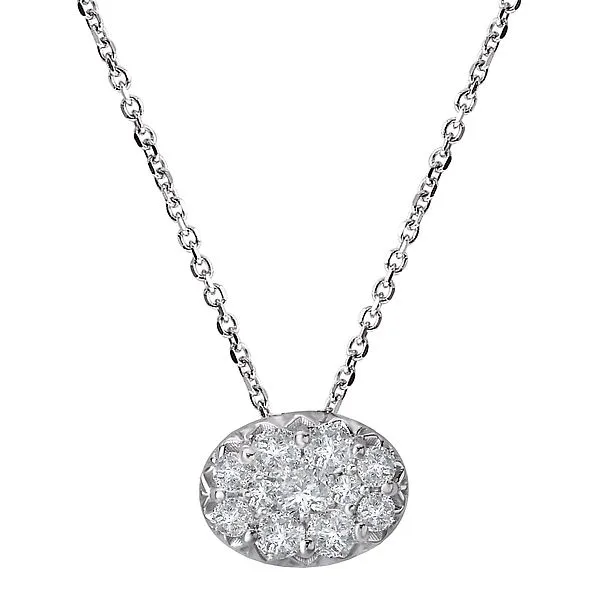 14K White Gold Oval Diamond Necklace Moore Jewelers Laredo, TX
